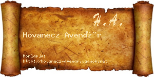 Hovanecz Avenár névjegykártya
